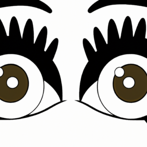 A pair of round eyes with an exaggerated eyelash arch above them.