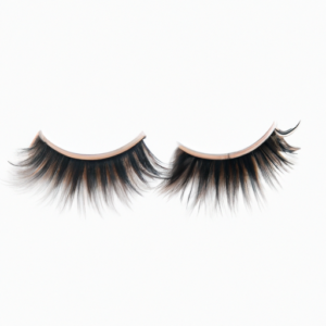 A close-up of a pair of false eyelashes on a white background.