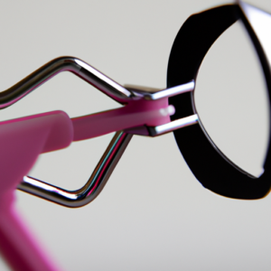 A close-up of an eyelash curler with pink accents.