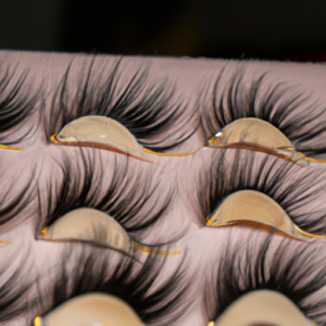 Suggestion: A closeup of a set of eyelashes with various lengths of extensions.