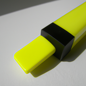 A bright yellow highlighter with a shimmering and matte finish, placed in a diagonal position.