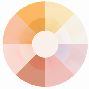 A pastel color wheel with various shades of pink, yellow, and orange.