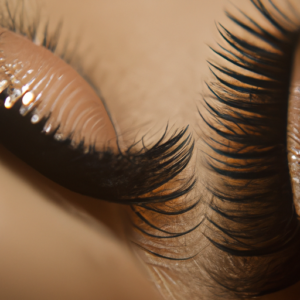 A close-up of a set of eyelashes with a natural glow.