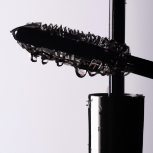 A close-up of a tube of mascara with a few drops of product on the wand.