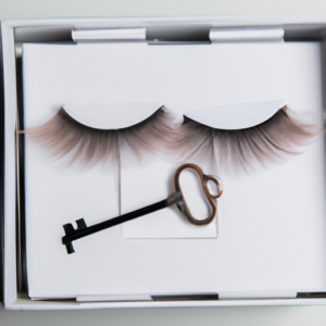 A close-up of a box of reusable eyelashes with a padlock.