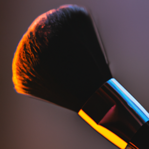 A close-up of a makeup brush with light reflecting off of it.